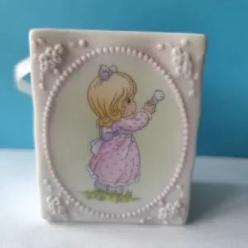 Precious Moments Pink Girl Porcelain Decorative Picture Frame